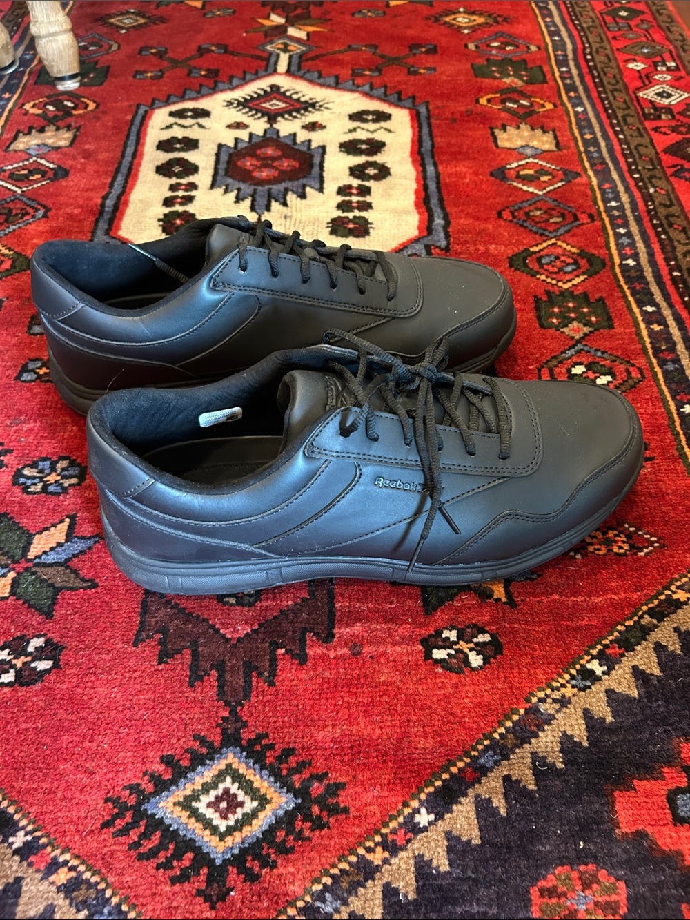 Reebok Men's Black Leather Lace-Up Sneakers